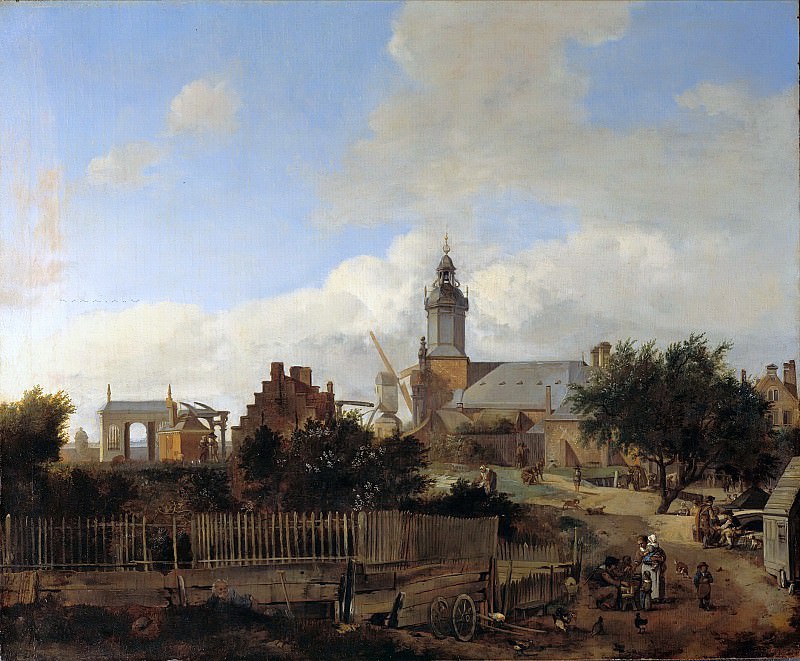 Jan van der Heyden (1637-1712) - Street outside the Haarlem gate in Amsterdam. Part 3