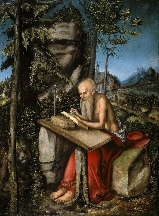Lucas Cranach I (1472-1553) - St Jerome in a rocky landscape. Part 3