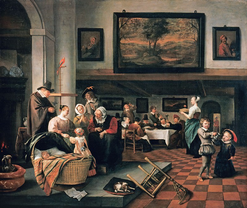 Jan Steen (1626-1679) - The Christening. Part 3