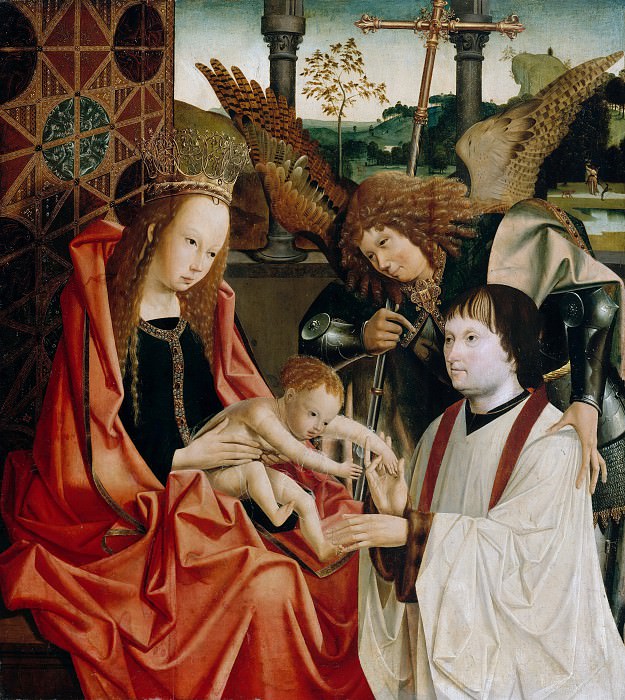 Master of Antwerp Marien triptych - Maria with the child, the Archangel Michael and a donor. Part 3