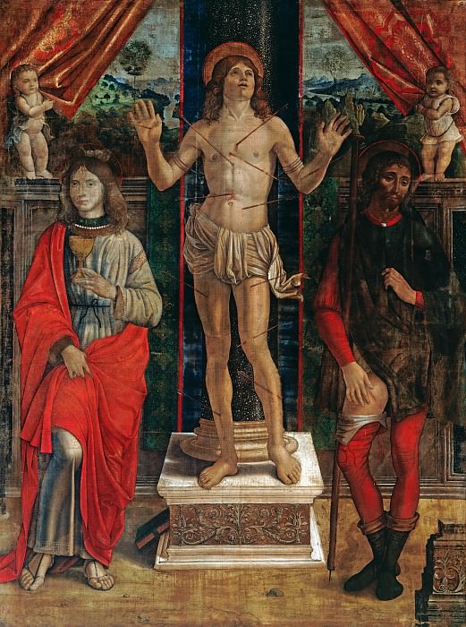 Master of Ambrogio Saraceni - The Saints Sebastian, John the Evangelist and Rochus. Part 3