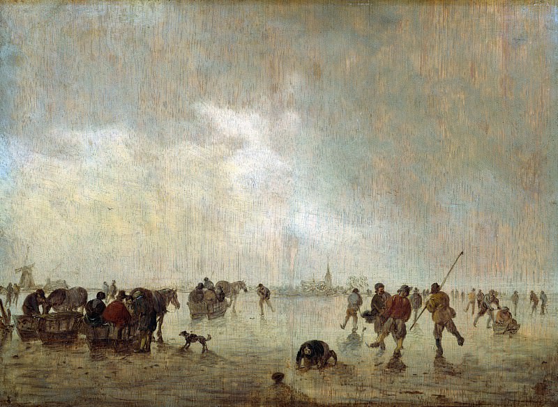 Jan van Goyen (1596-1656) - Icy landscape with skaters. Part 3