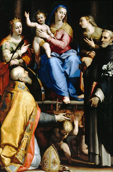 Сабатини, Лоренцо (ок1530-1576) - Мадонна с Младенцем на троне со святыми. Часть 3