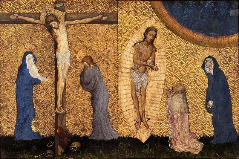 Mitteldeutscher Master - Crucifix and Donor of Maria accompanied kneels before the Man of Sorrows in the glory. Part 3