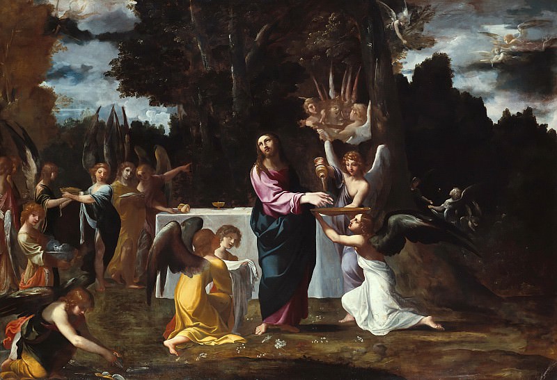 Ludovico Carracci (1555-1619) - Christ in the Desert, Served by angels. Part 3