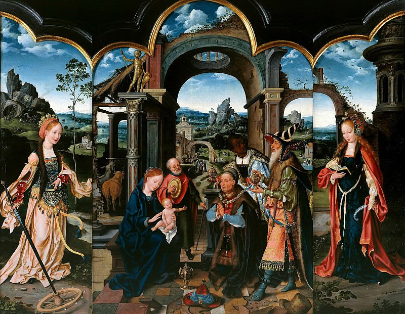 Joos van Cleve (1485-1540) - Triptych with the Adoration of the Magi. Part 3