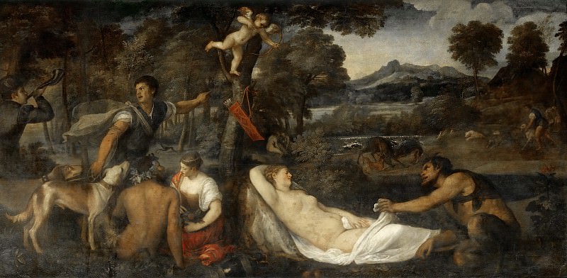 Jupiter and Antiope. Titian (Tiziano Vecellio)