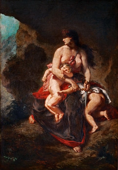 Delacroix, Eugene -- Medee furieuse-Wrathful Medea, 1862 Canvas, 122, 5 x 84, 5 cm R.F. 1402. Part 2 Louvre