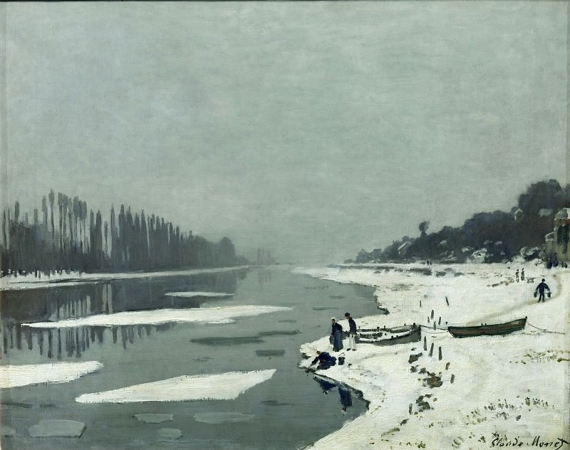 Monet, Claude -- Glacons sur la Seine a Bougival-ice floes on the Seine at Bougival, around 1867 Canvas, 65 x 81 cm R.F.1961-62. Part 2 Louvre