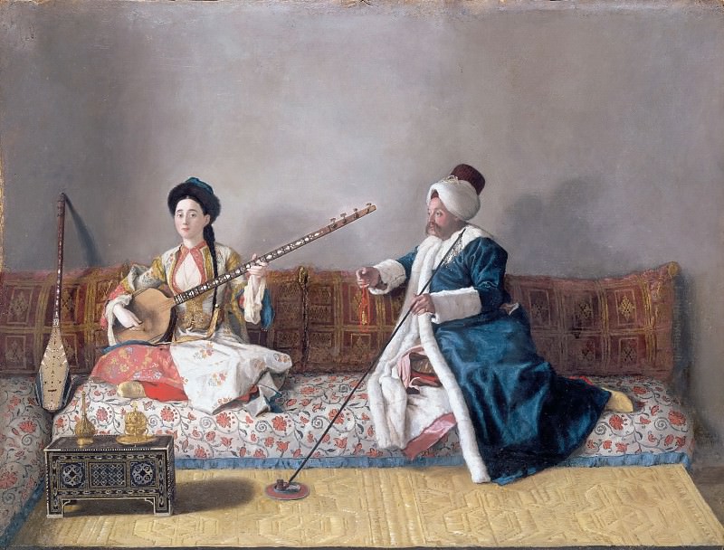 Jean-Étienne Liotard -- Monsieur Levett and Mademoiselle Glavni in Turkish costume. Part 2 Louvre
