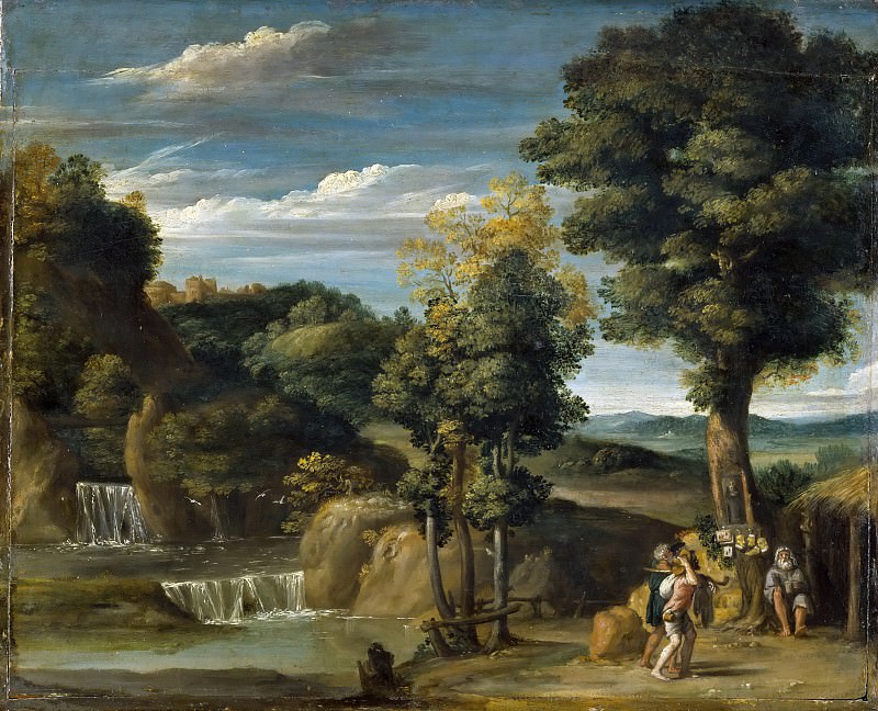 Domenichino -- Landscape with a hermit. Part 2 Louvre