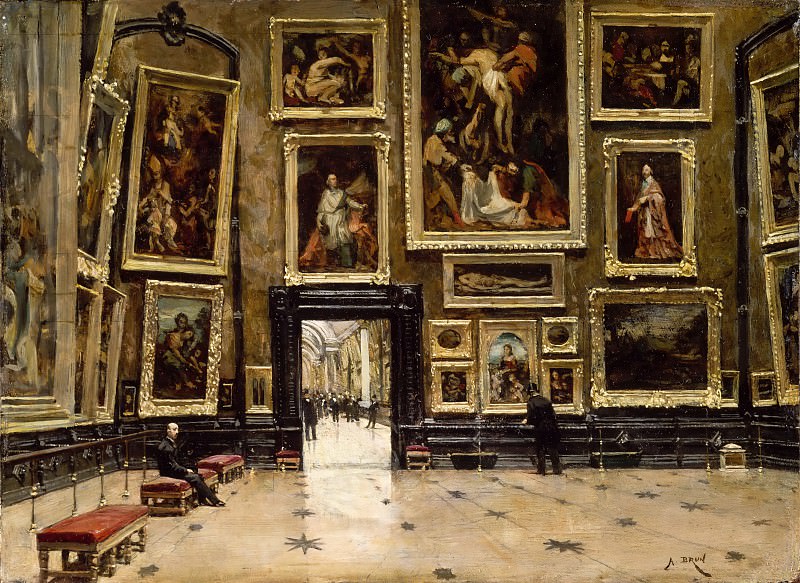 Alexandre Brun -- View of the Salon Carré at the Louvre. Part 2 Louvre