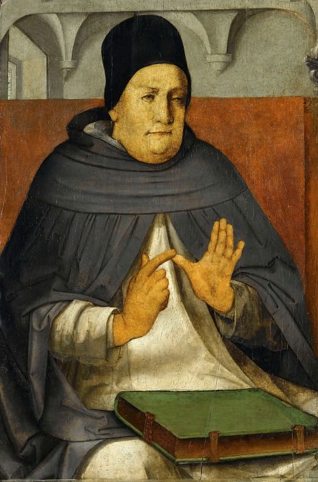 Joos van Wassenhove and Pedro Berruguete -- Saint Thomas Aquinas. Part 2 Louvre