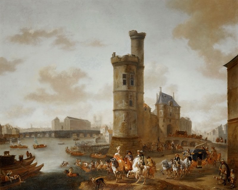 Pieter Wouwerman -- The Tower and the Porte de Nesle in Paris. Part 2 Louvre