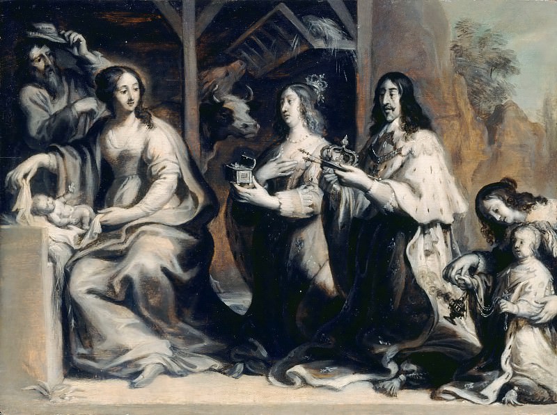 Justus van Egmont -- Louis XIII, Anne of Austria and the Dauphin (future Louis XIV) praying before the Holy Family. Part 2 Louvre