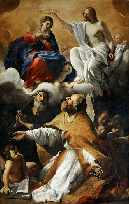 Giovanni Lanfranco (1582-1647) -- Coronation of the Virgin with Saints Augustine and William of Aquitaine. Part 2 Louvre