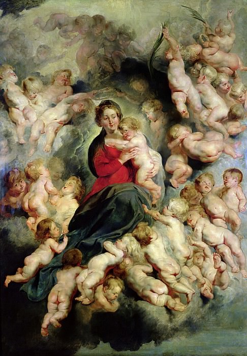 Рубенс, Питер Пауль (1577 Зиген - 1640 Антверпен) -- Мадонна с Младенцем в окружении ангелов. часть 6 Лувр