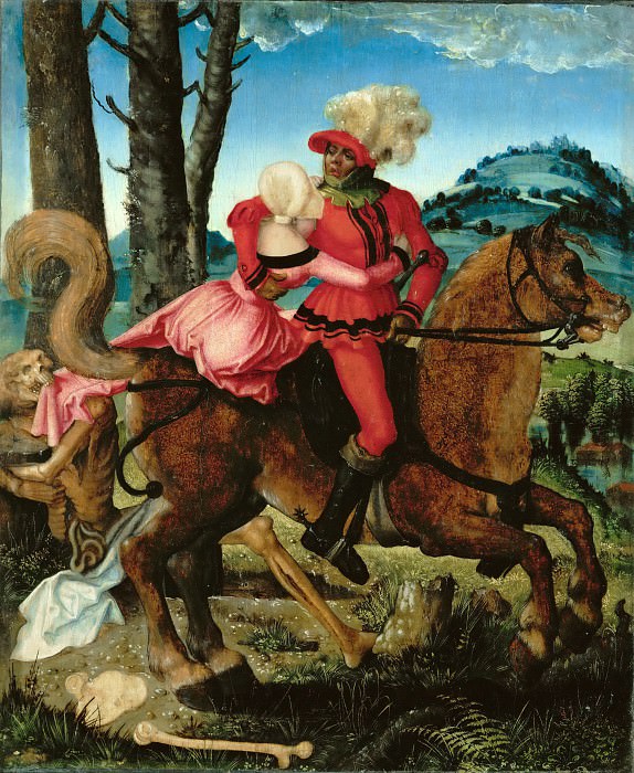 Baldung, Hans (1484/5-1545) -- Knight, Maiden, and Death. Part 6 Louvre