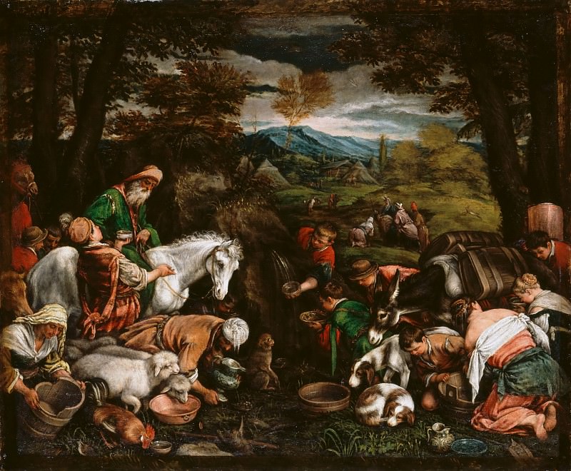 Бассано, Якопо (Якопо да Понте) (Бассано, ок1515-1592) -- Источник, высеченный Моисеем из скалы. часть 6 Лувр