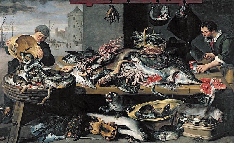 Снейдерс, Франс ( Антверпен 1579 - 1657), мастерская -- Рыбная лавка. часть 6 Лувр