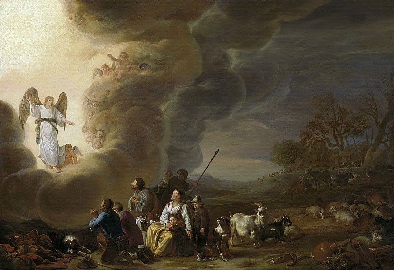 Корнелис Сафтлевен -- Благовестие пастухам, 1630 - 1650. Рейксмузеум: часть 1