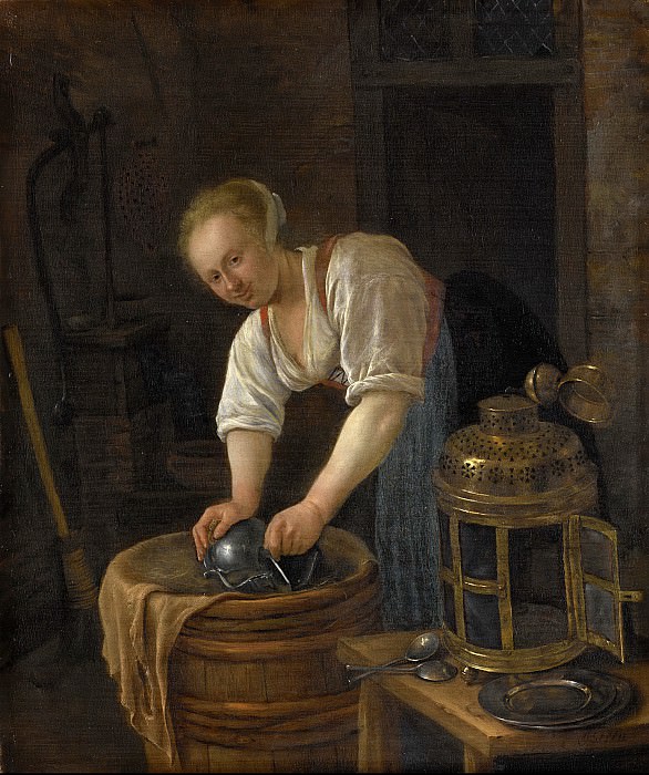 Steen, Jan Havicksz. -- De ketelschuurster, 1650-1660. Rijksmuseum: part 1