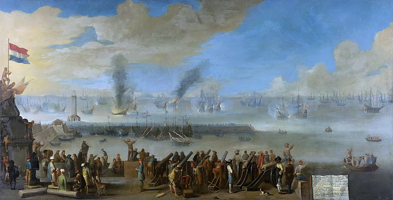 Unknown Artist -- De zeeslag bij Livorno, 14 maart 1653, gebeurtenis uit de Eerste Engels-Nederlandse Zeeoorlog, 1653 - 1660. Rijksmuseum: part 1