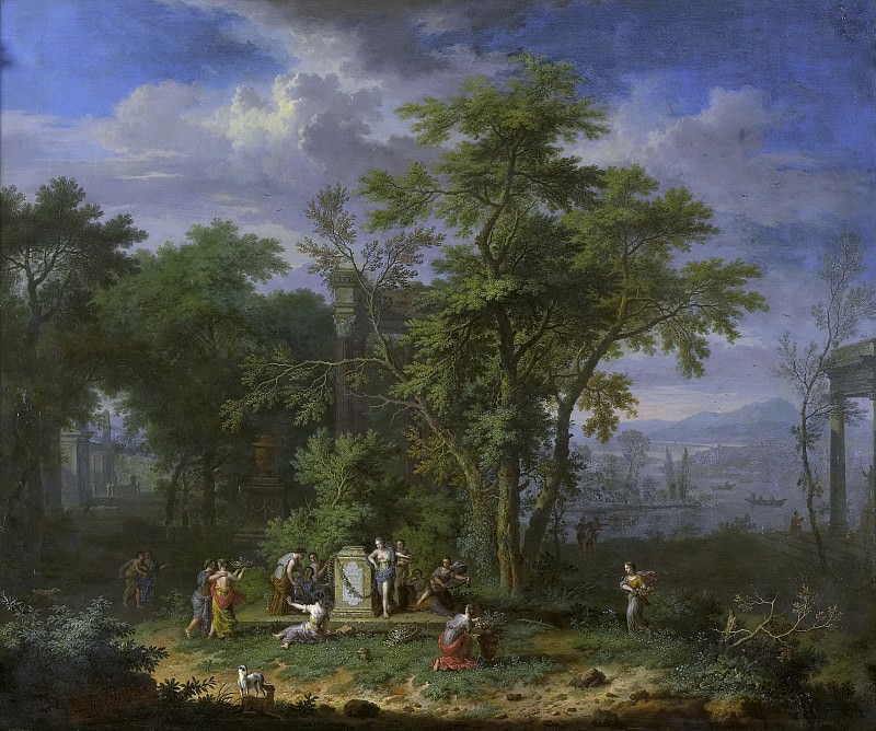 Huysum, Jan van -- Arcadisch landschap met offerfeest, 1700-1749. Rijksmuseum: part 1