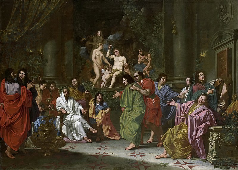 Неизвестный художник -- Посвящение новичка при вступлении в общество Бескрылых в Риме, 1660. Рейксмузеум: часть 1