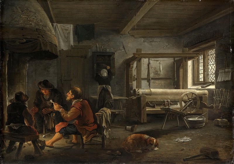 Йоханнес Диркс ван Оуденрогге -- Рабочее помещение ткача, 1652. Рейксмузеум: часть 1