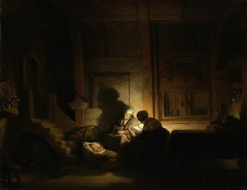 Rembrandt Harmensz. van Rijn -- De heilige familie bij avond, 1642 - 1648. Rijksmuseum: part 1