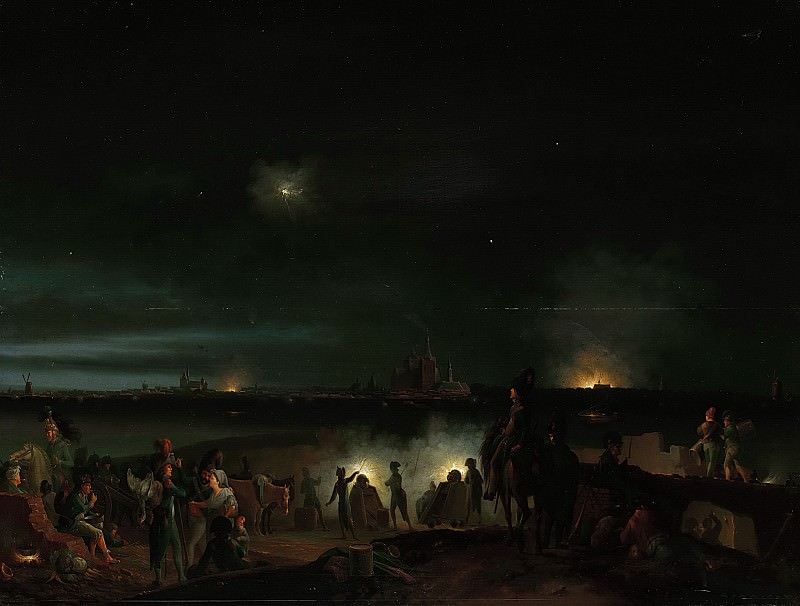 Knip, Josephus Augustus -- De beschieting van ’s-Hertogenbosch door de Fransen tijdens het beleg van 1794, vermoedelijk in de nacht van 25 op 26 september, 1800, Rijksmuseum: part 1