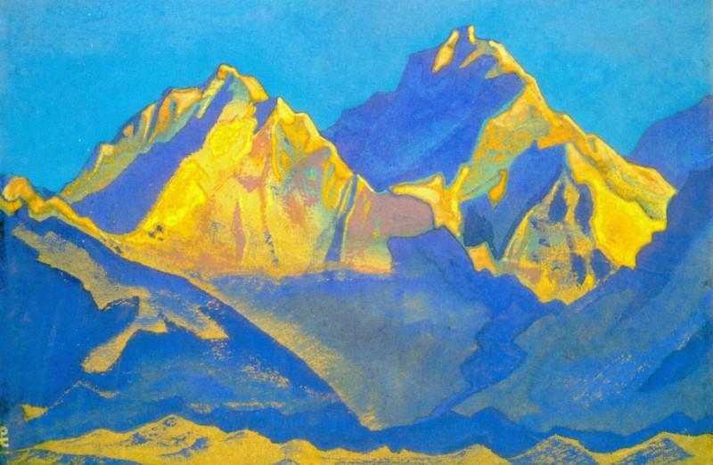 Kanchenjunga # 181 Kanchenjunga (azure sky above the tops). Roerich N.K. (Part 5)
