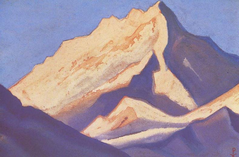 The Himalayas # 110 The snowy massif at sunset. Roerich N.K. (Part 5)