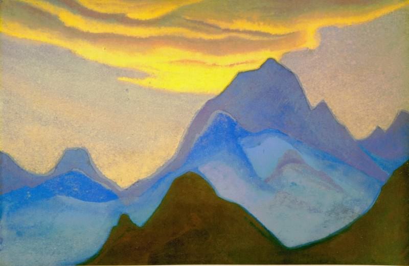 Evening # 30 Evening (Golden cloud over the blue top). Roerich N.K. (Part 5)