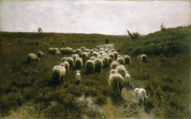 Anton Mauve, Dutch (active Haarlem, Amsterdam, The Hague, and Laren), 1838-1888 -- The Return of the Flock, Laren. Philadelphia Museum of Art