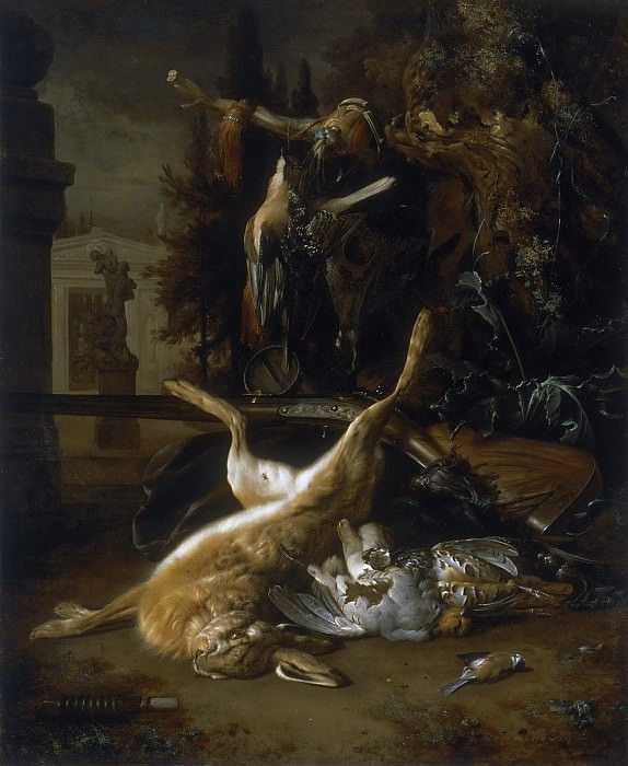 Веникс, Ян (Амстердам 1642-1719) -- Натюрморт с зайцем и птицей. Музей искусств Филадельфии