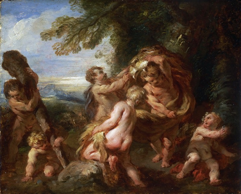François Lemoyne, French, 1688-1737 -- Putti Playing with the Accoutrements of Hercules. Philadelphia Museum of Art