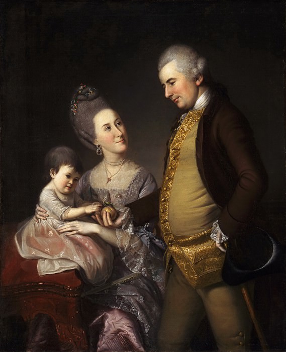 Charles Willson Peale, American, 1741-1827 -- Portrait of John and Elizabeth Lloyd Cadwalader and Their Daughter Anne. Philadelphia Museum of Art