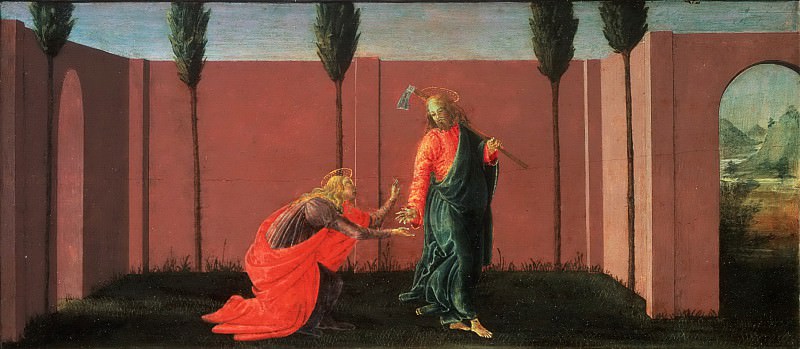 The altar of the Holy Trinity, predella - Noli Me Tangere. Alessandro Botticelli