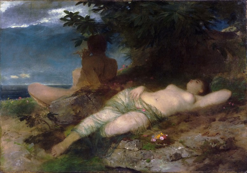 Arnold Böcklin, Swiss, 1827-1901 -- Nymph and Satyr. Philadelphia Museum of Art