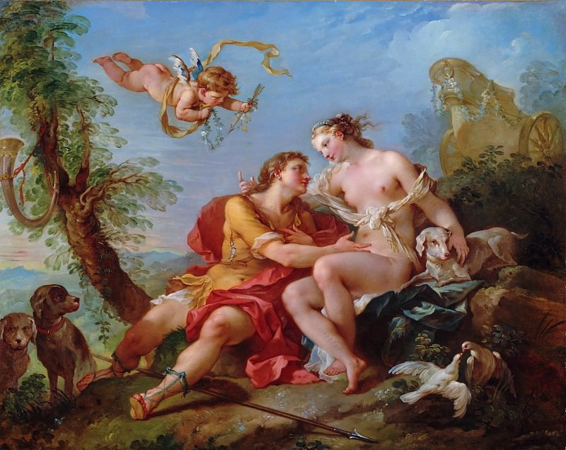 Натуар, Шарль-Жозеф (1700 Ним - 1777 Кастель Гандольфо) -- Венера и Адонис. Музей искусств Филадельфии