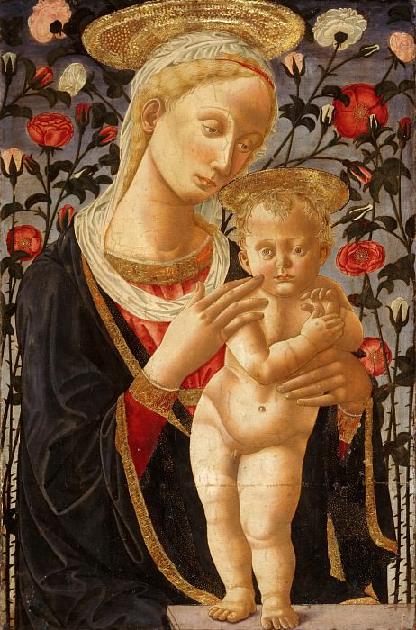 Pseudo Pier Francesco Fiorentino, Italian (active Florence), active c. 1445-1475 -- Virgin and Child before a Rose Hedge. Philadelphia Museum of Art