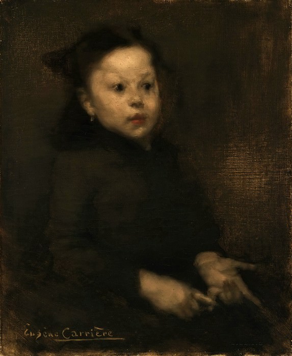 Каррьер, Эжен (1849-1906) - Крошка, считающая на пальцах. Музей искусств Филадельфии