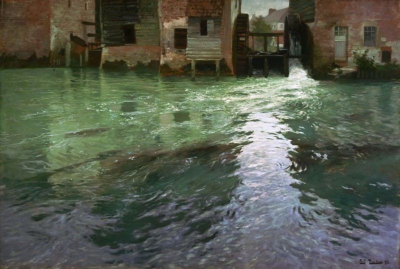 Frits Thaulow, Norwegian, 1847-1906 -- Water Mill. Philadelphia Museum of Art