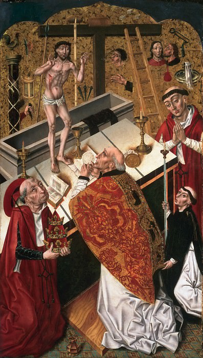 Attributed to Diego de la Cruz, Spanish (Castile), active 1482-1500 -- The Mass of Saint Gregory. Philadelphia Museum of Art