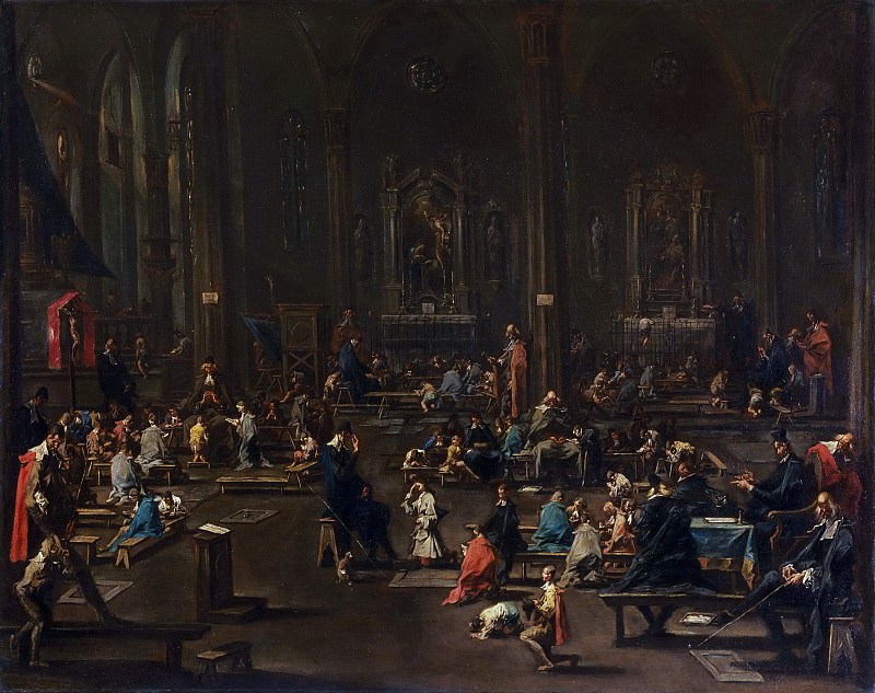Alessandro Magnasco, also called Lissandro and Lissandrino, Italian (active Genoa, Milan, Venice, and Florence) c. 1667-1749 -- The Catechism in the Cathedral of Milan. Philadelphia Museum of Art
