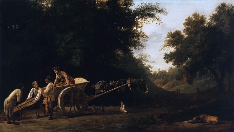 Стаббс, Джордж (1724 Ливерпуль - 1806 Лондон) -- Рабочие, грузящие кирпичи в повозку. Музей искусств Филадельфии