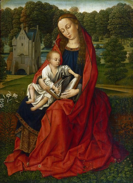 Master of the Embroidered Foliage, Netherlandish (active Brussels), active c. 1490-c. 1520 -- Virgin and Child in a Landscape. Philadelphia Museum of Art