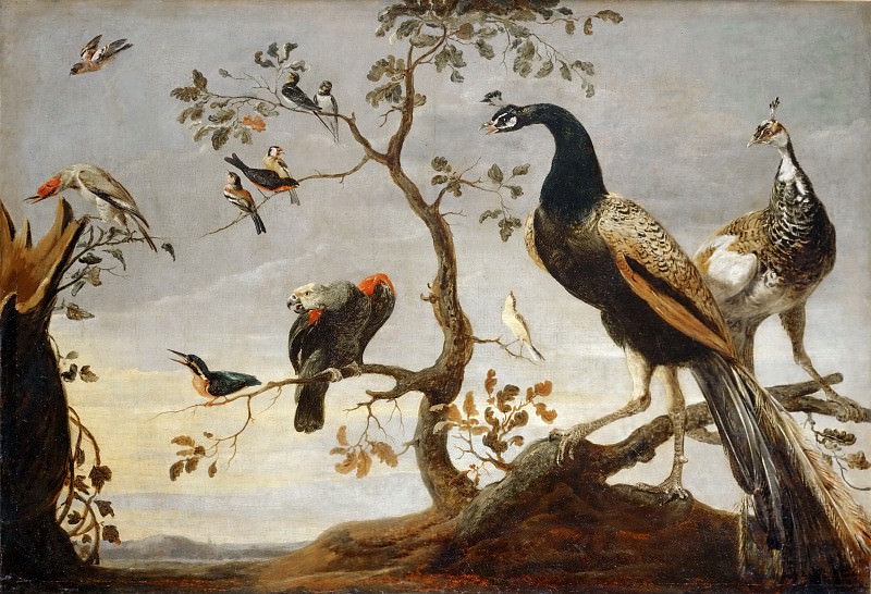 Frans Snyders -- Assembly of Birds perched in Branches. Part 3 Louvre